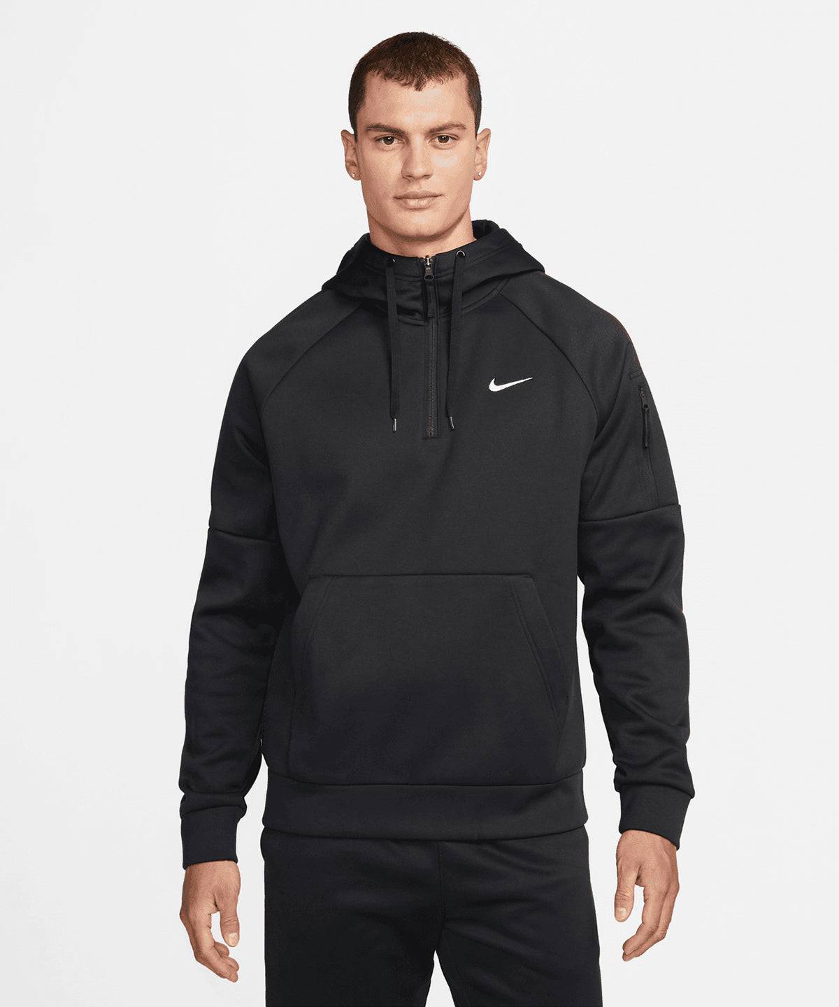 Black/Black/White - Nike men’s 1/4 zip fitness hoodie