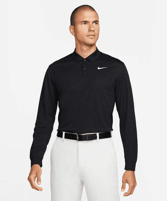 Black/White - Nike Dri-FIT Victory solid long sleeve polo