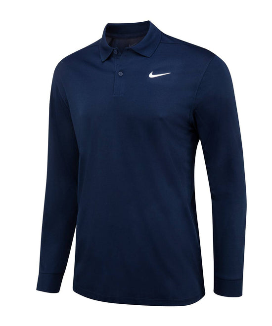 College Navy/White - Nike Dri-FIT Victory solid long sleeve polo