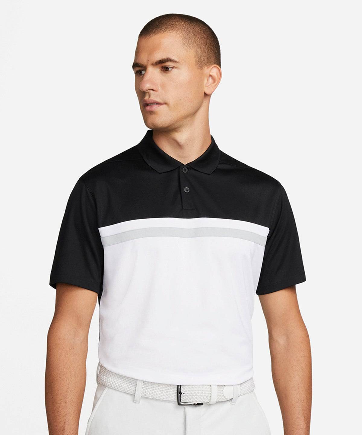 Light Smoke Grey / Obsidian / White / White - Nike Victory colour block polo