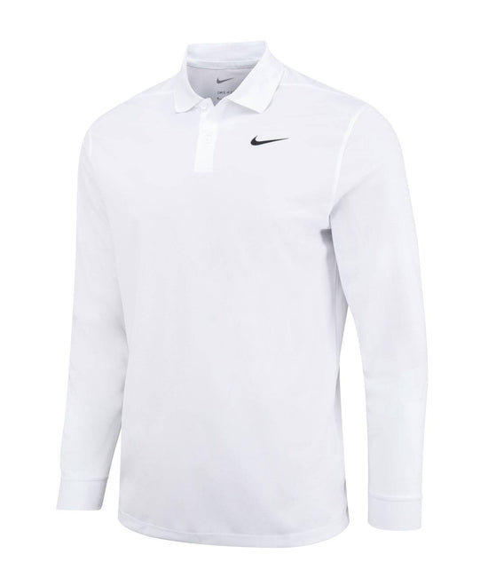 White/Black - Nike Dri-FIT Victory solid long sleeve polo