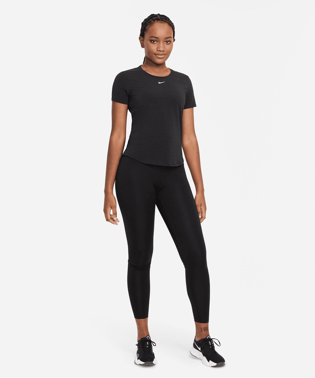 Black/Reflective Silver - Women’s Nike One Luxe Dri-FIT short sleeve standard fit top