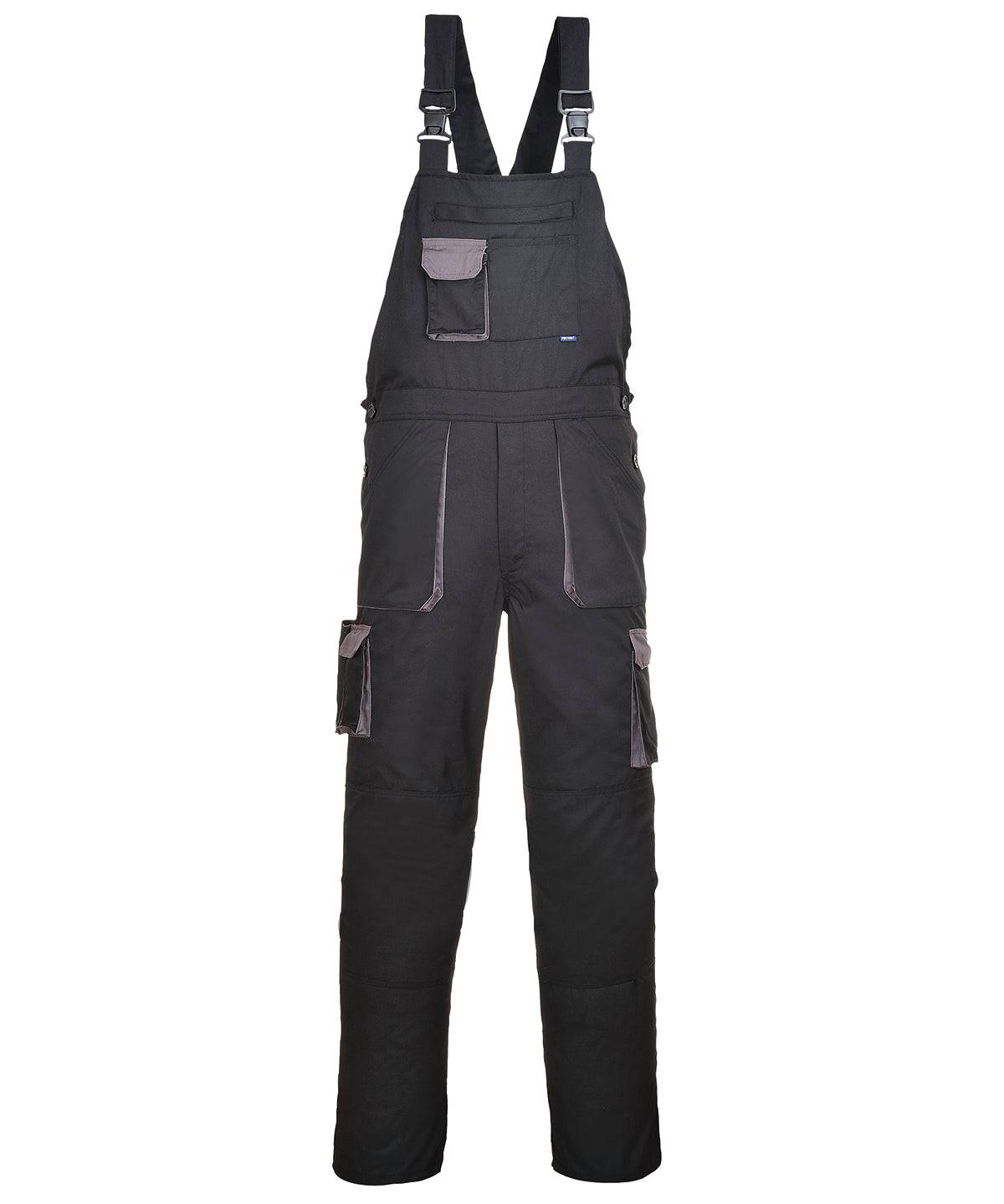 Black/Grey - Portwest Texo contrast bib and brace (TX12)