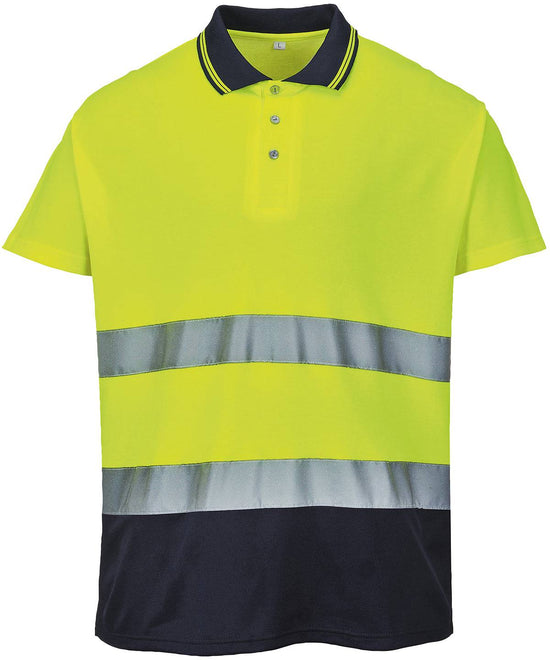Yellow/Navy - Two-tone cotton Comfort polo (S174)