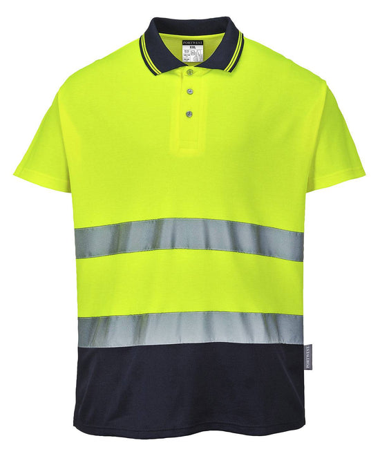 Yellow/Navy - Two-tone cotton Comfort polo (S174)