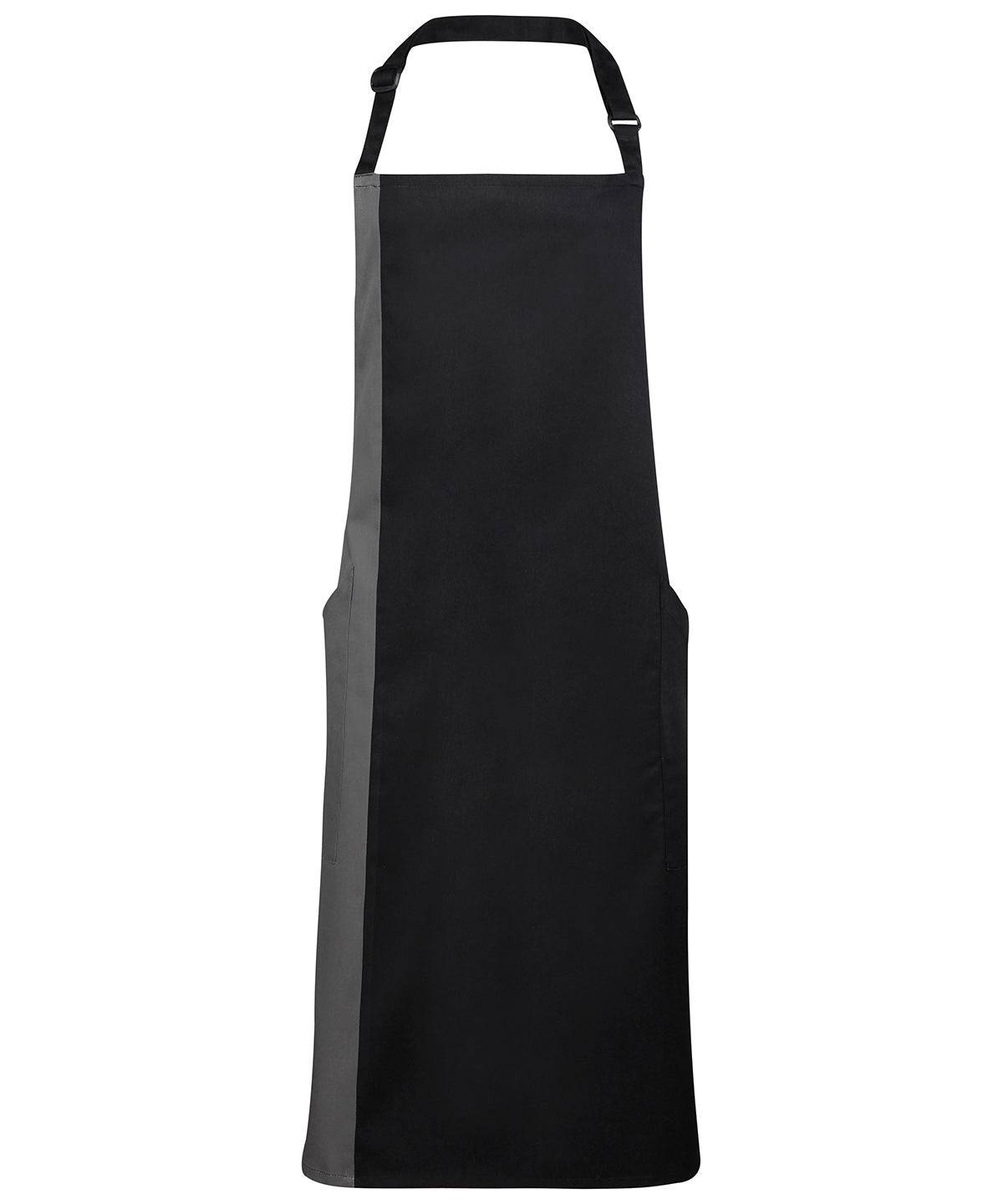 Black/Dark Grey - Contrast bib apron - Garment Supplies ¦ Embroidery & Print Services
