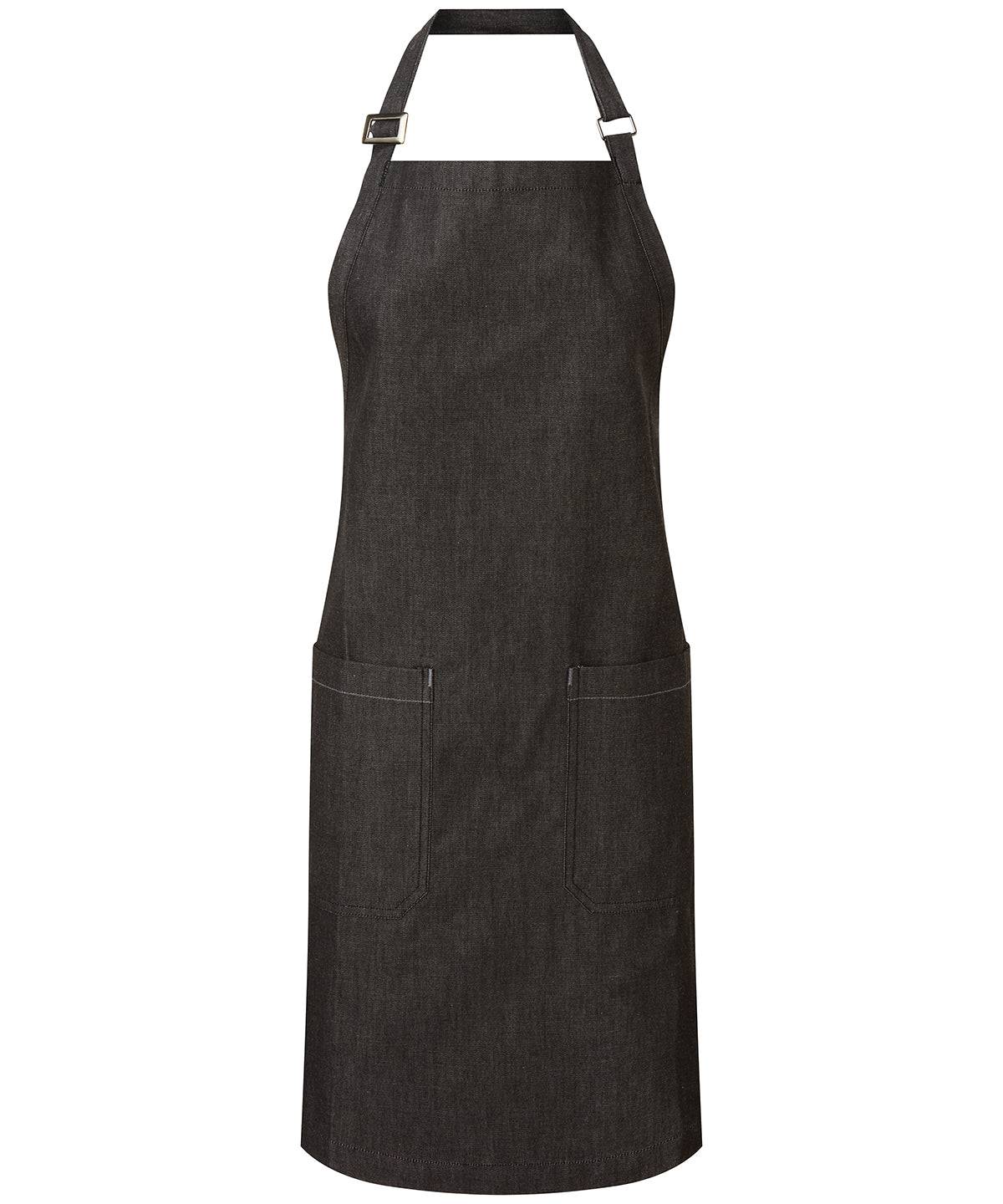 Black Denim - Cotton denim bib apron, organic and Fairtrade certified
