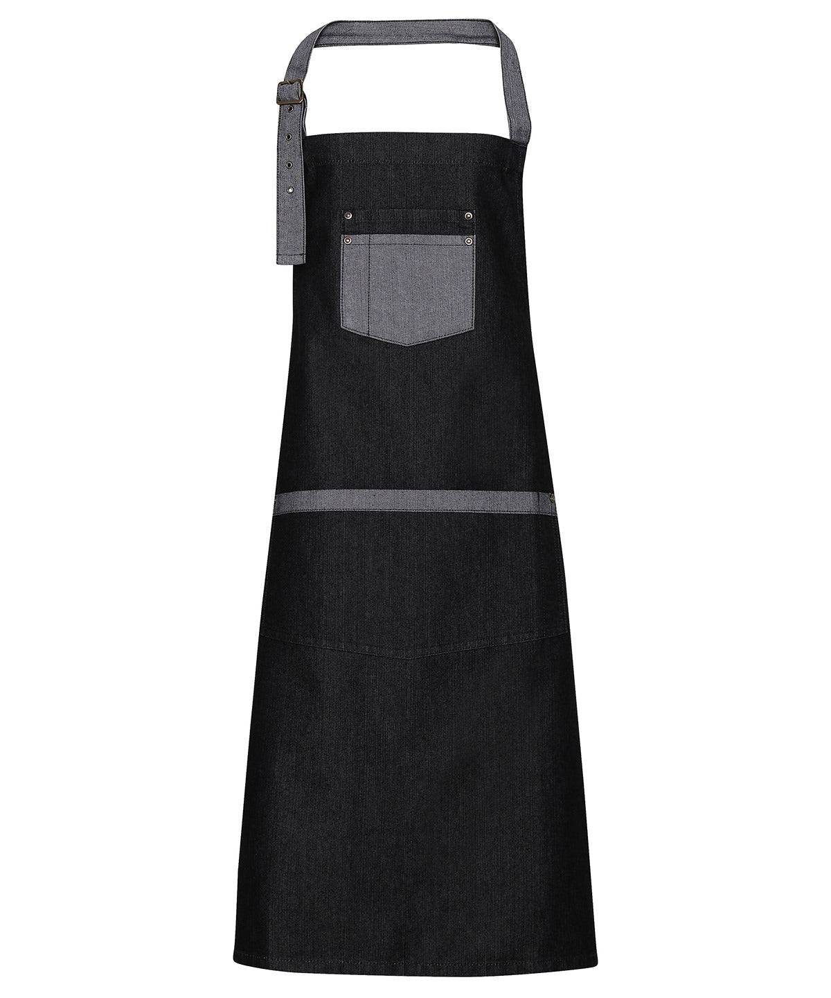 Black Denim - Domain contrast denim bib apron