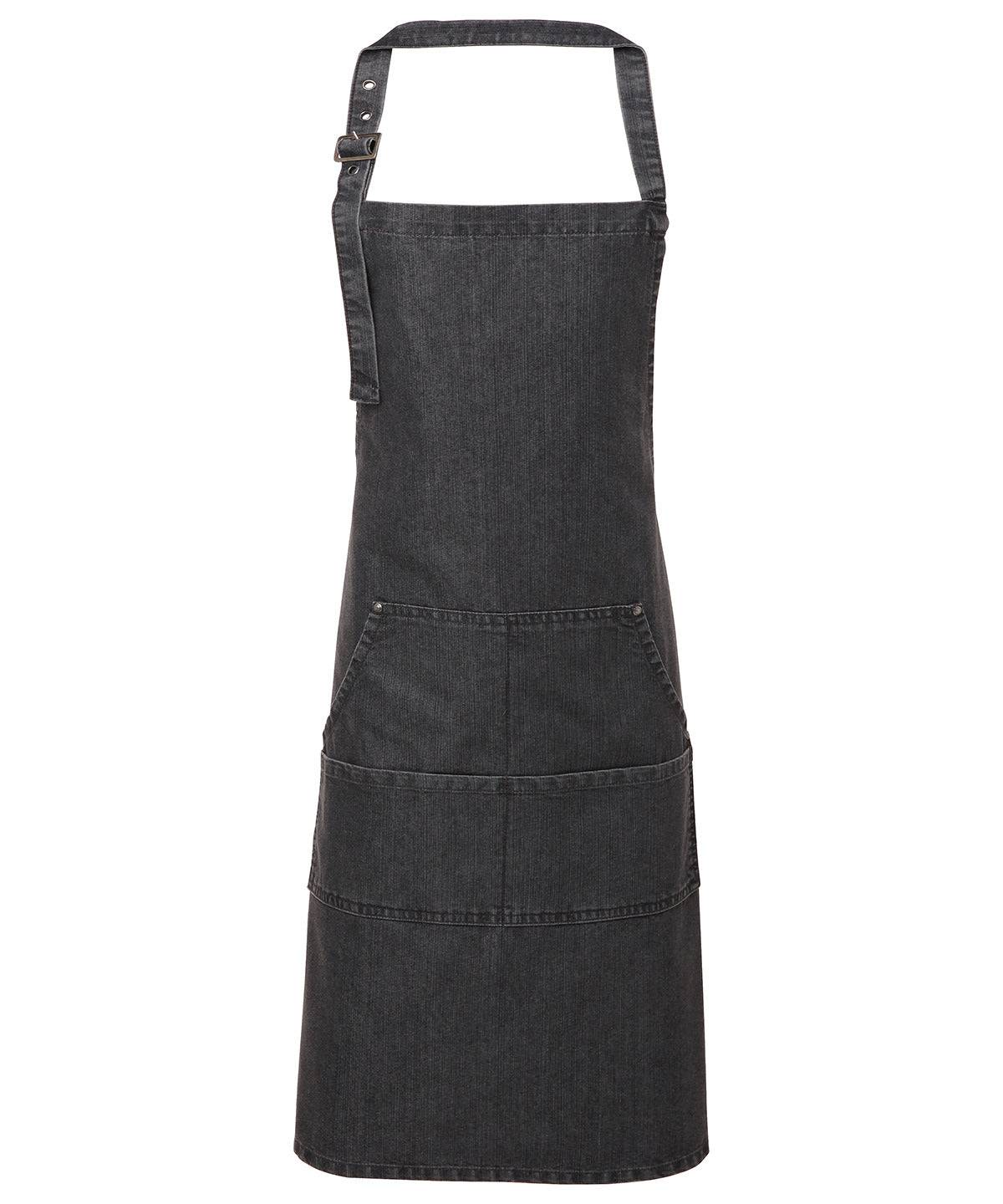 Black Denim - Jeans stitch bib apron