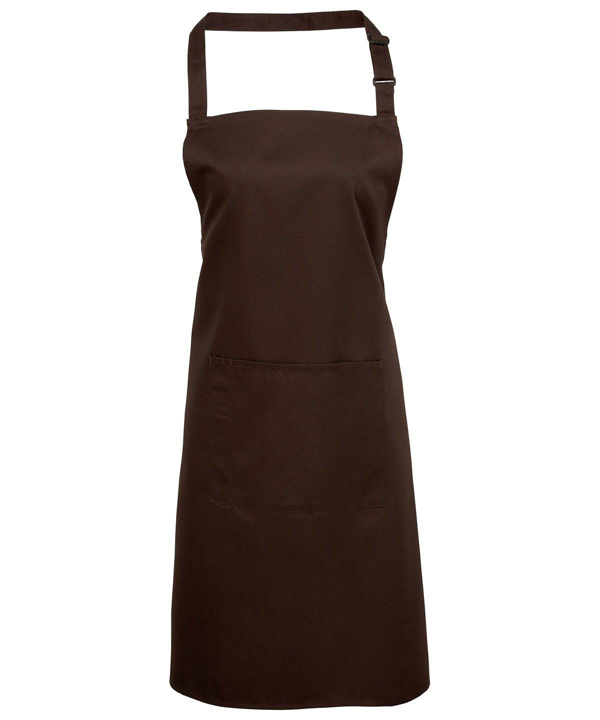 Brown - Colours bib apron with pocket
