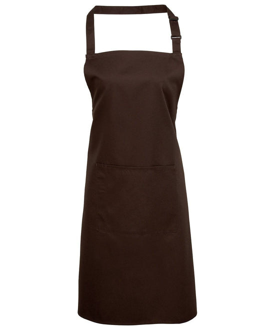 Brown - Colours bib apron with pocket