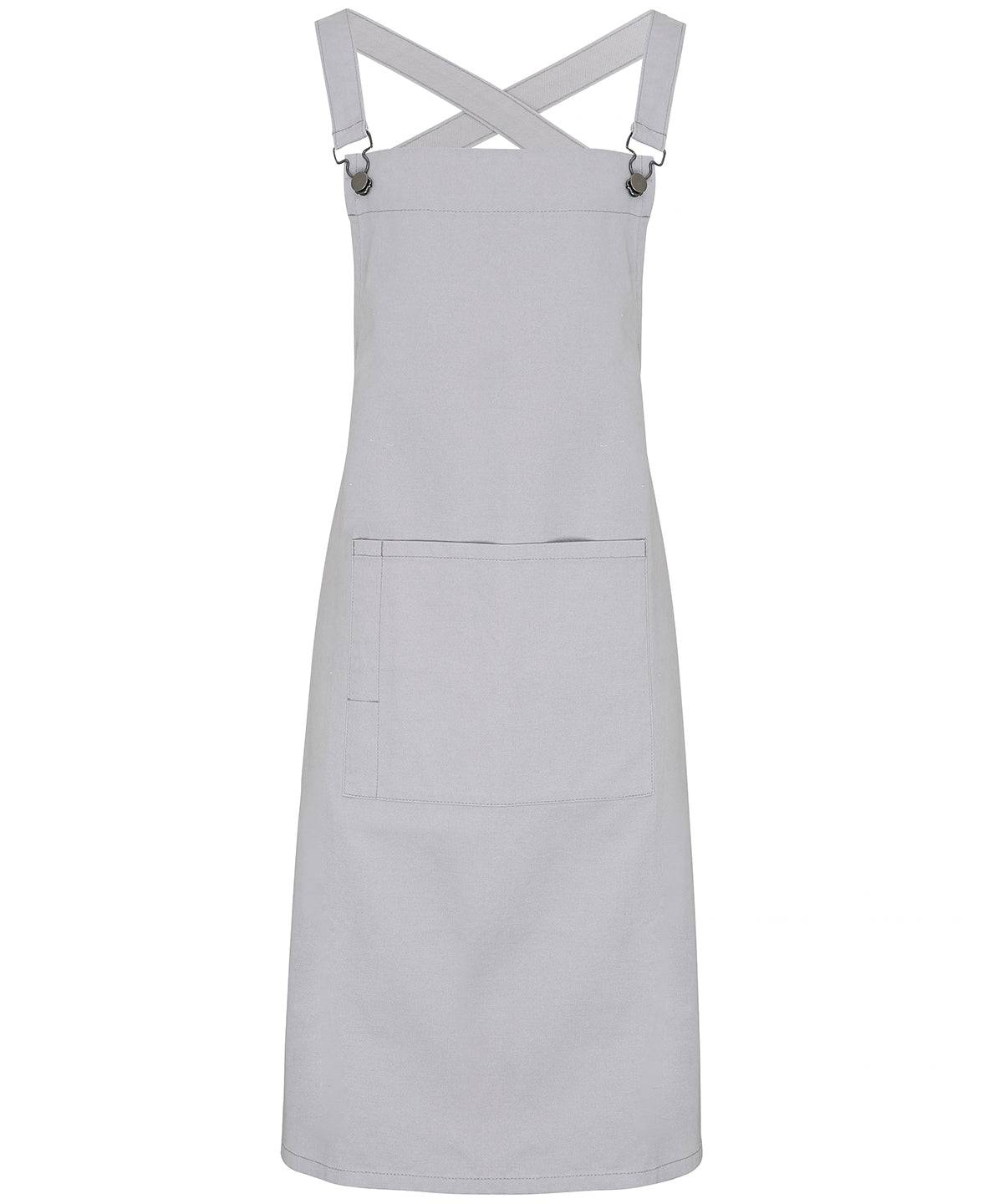 Silver - Cross back 'barista' bib apron