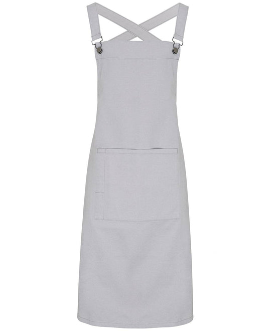 Silver - Cross back 'barista' bib apron