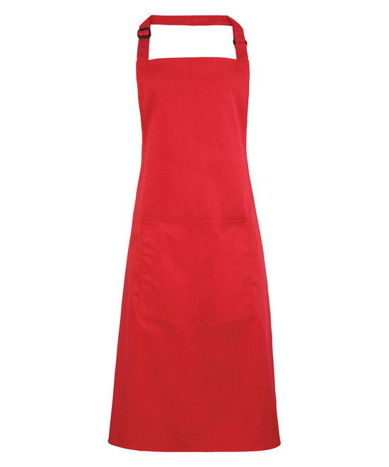 Strawberry Red - Colours bib apron with pocket