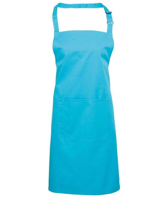 Turquoise - Colours bib apron with pocket