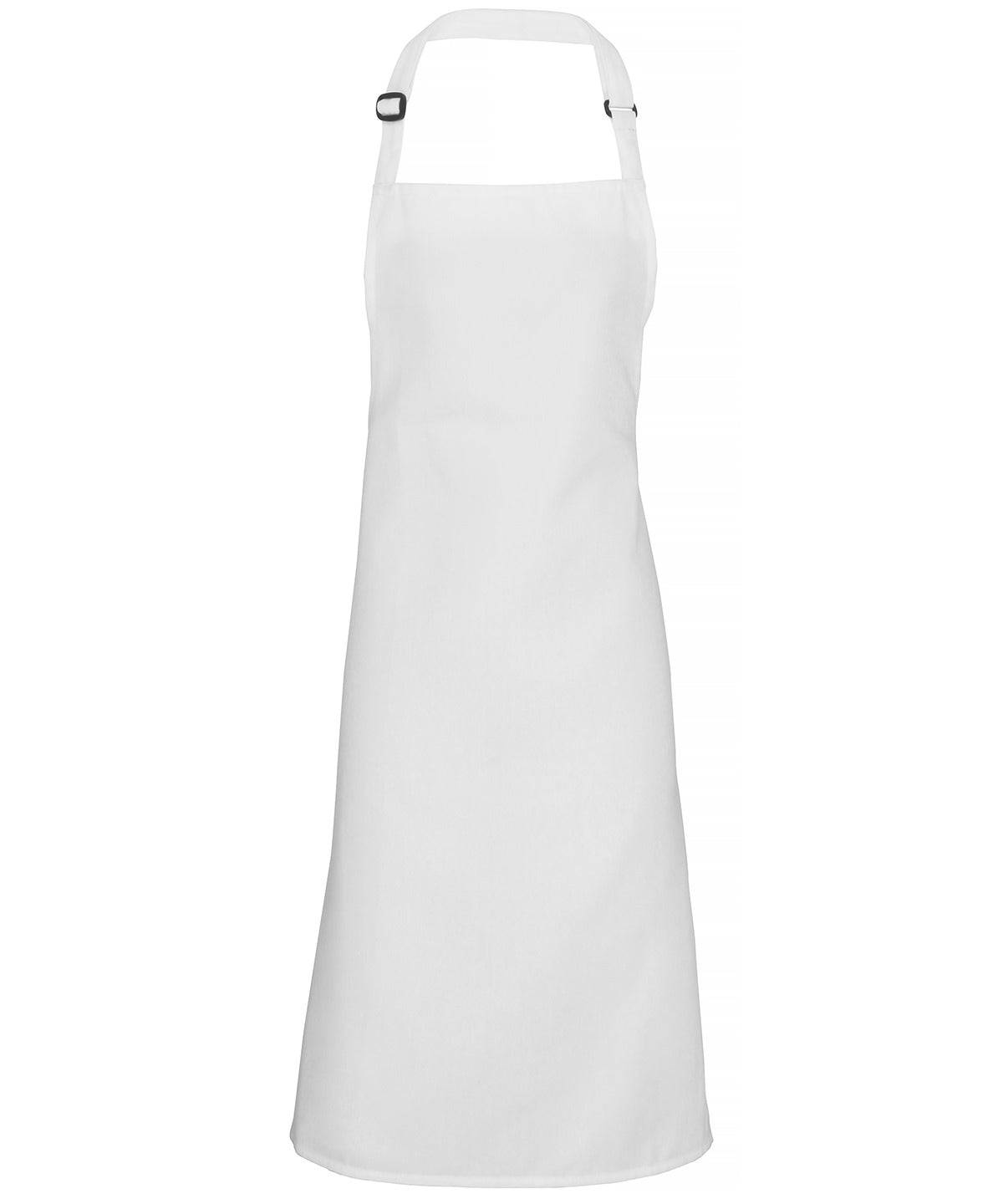 White - 100% Polyester bib apron