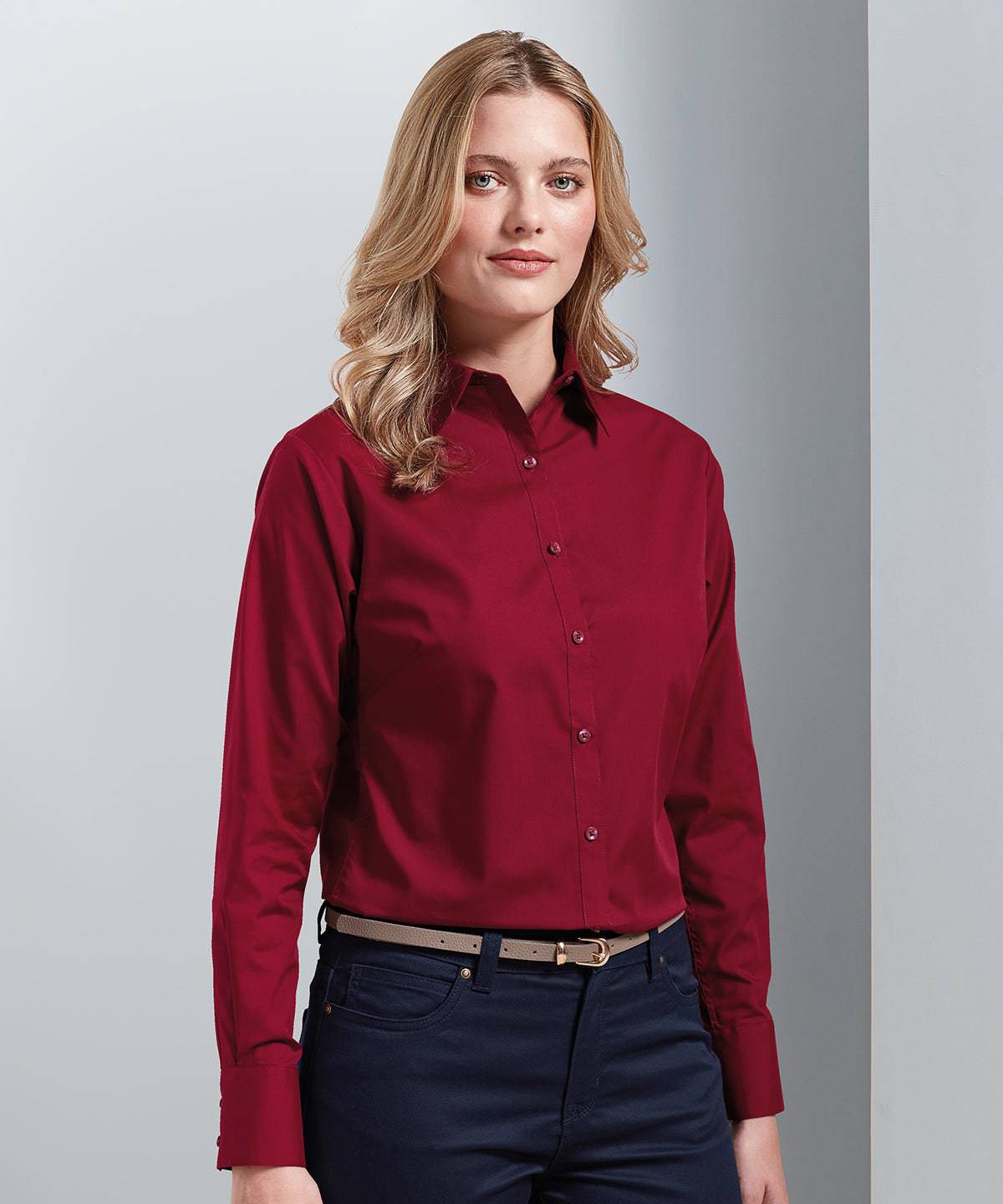 Black* - Women's poplin long sleeve blouse