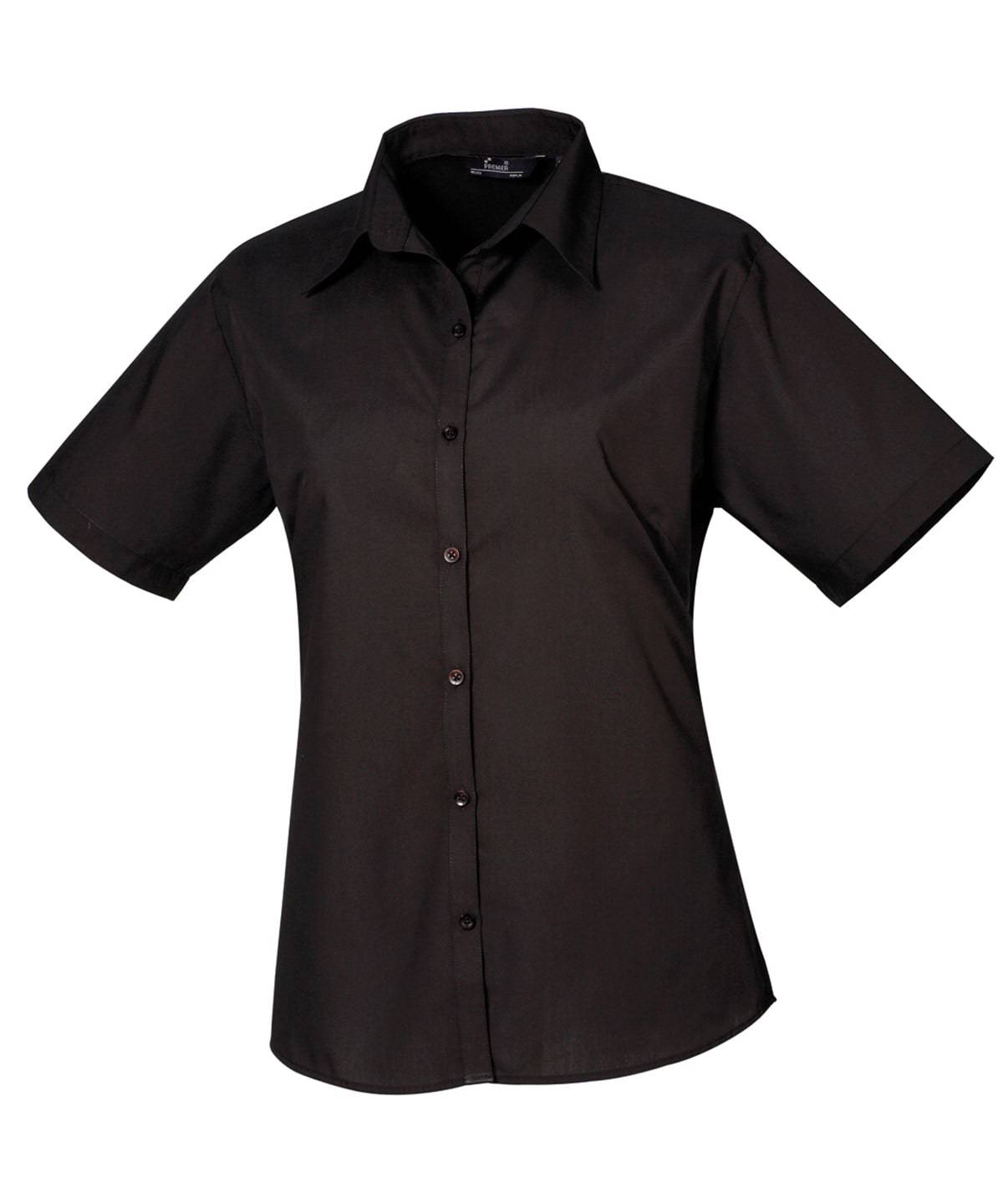 Black* - Women's short sleeve poplin blouse