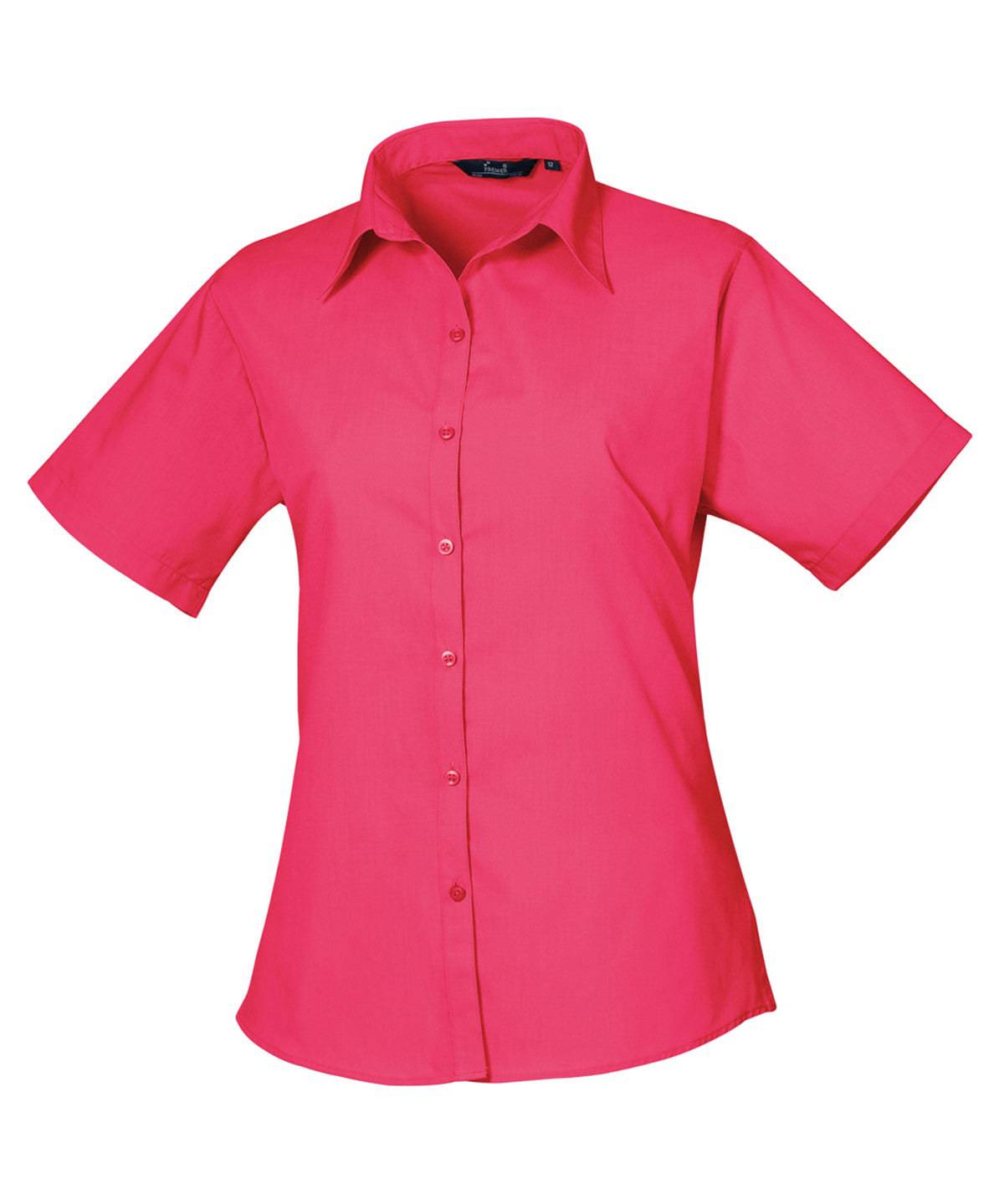 Hot Pink - Women's short sleeve poplin blouse