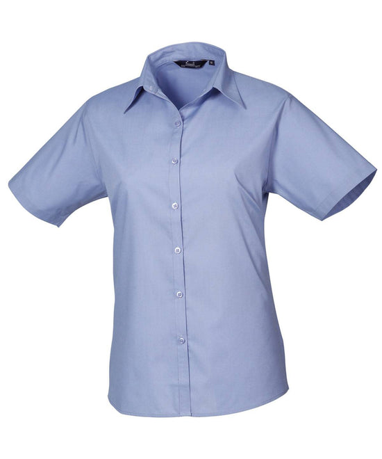 Mid Blue* - Women's short sleeve poplin blouse