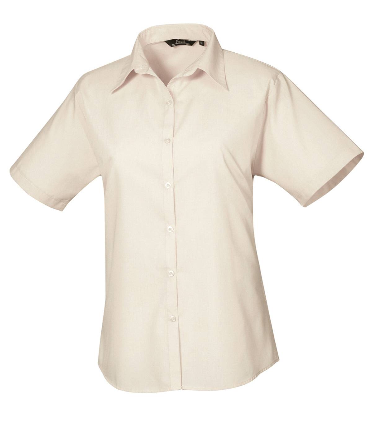 Natural - Women's short sleeve poplin blouse