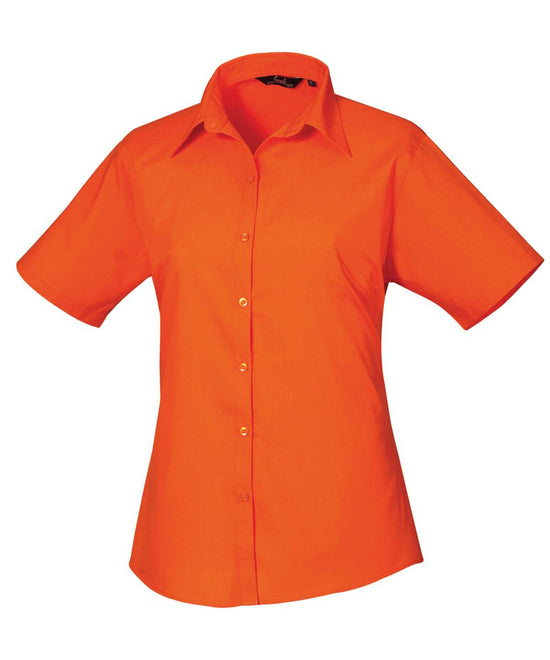 Orange - Women's short sleeve poplin blouse