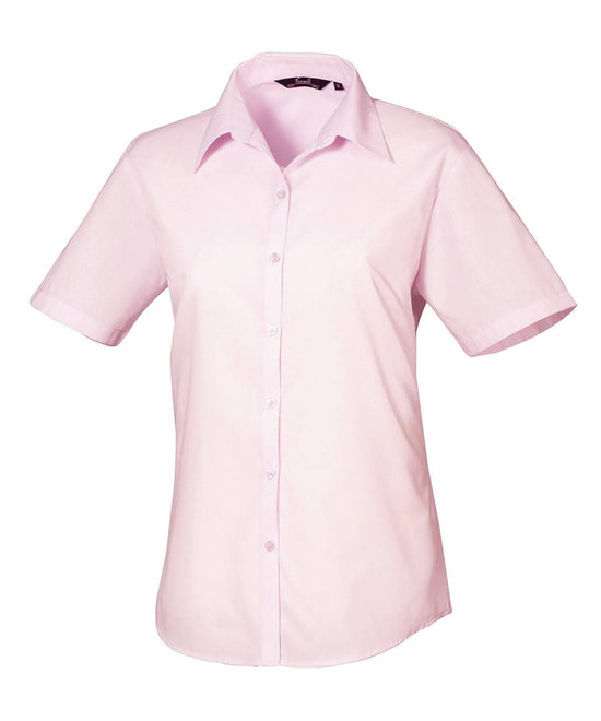 Pink - Women's short sleeve poplin blouse