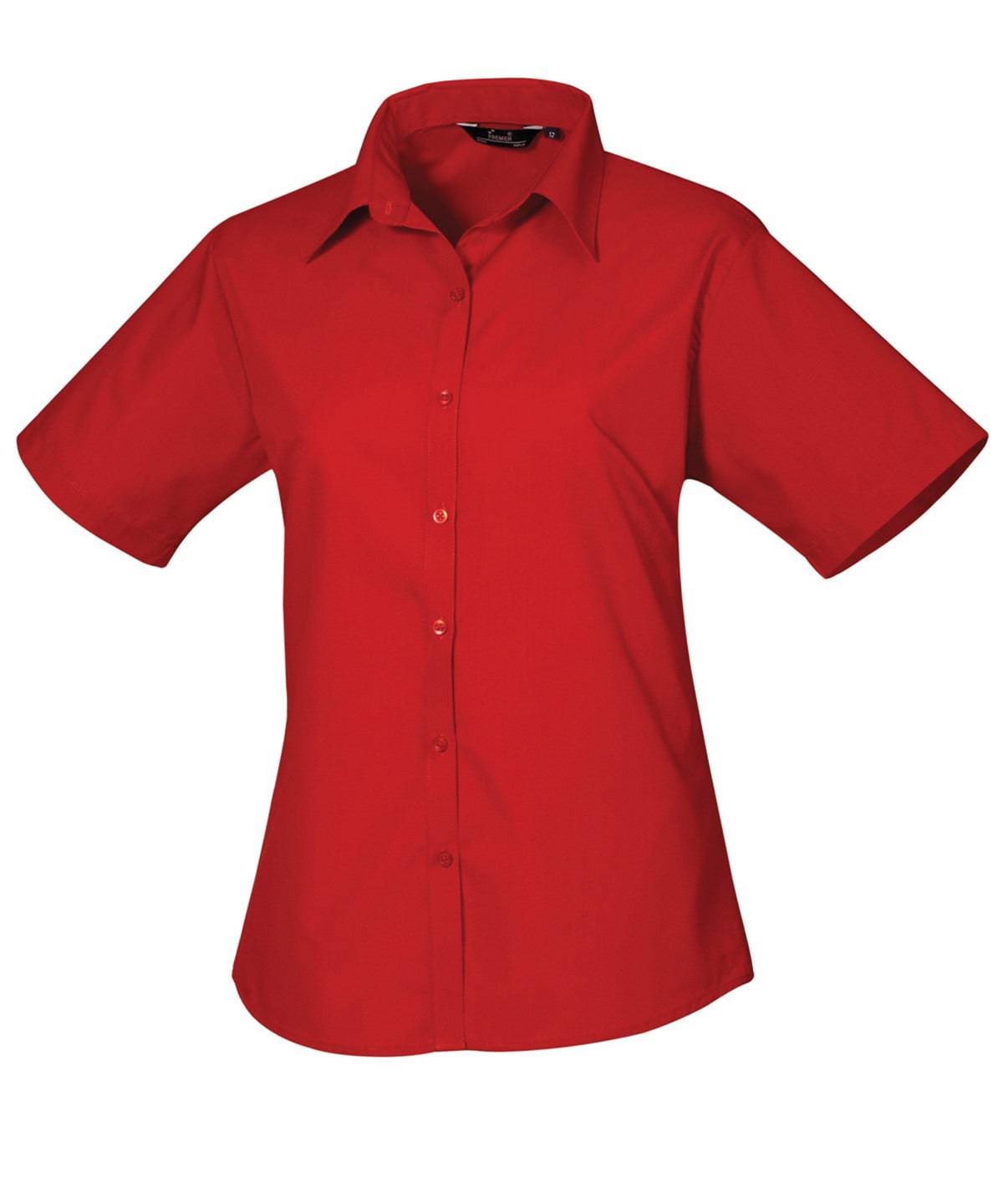 Red* - Women's short sleeve poplin blouse