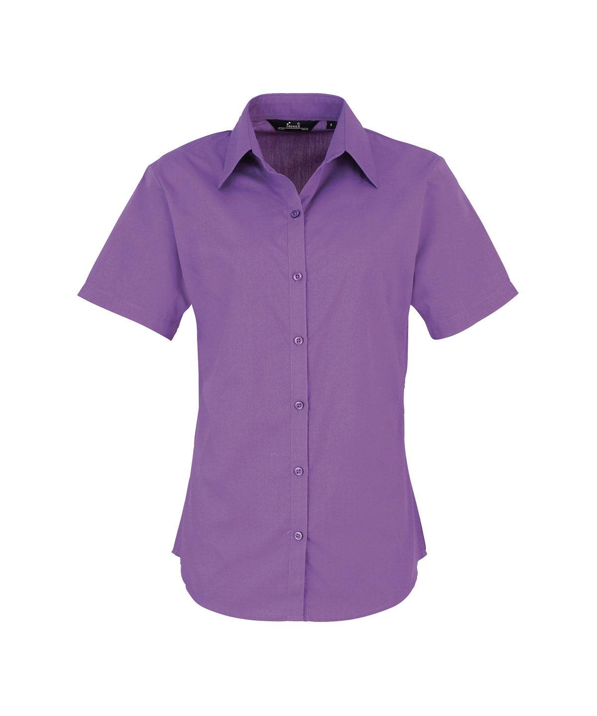 Rich Violet - Women's short sleeve poplin blouse