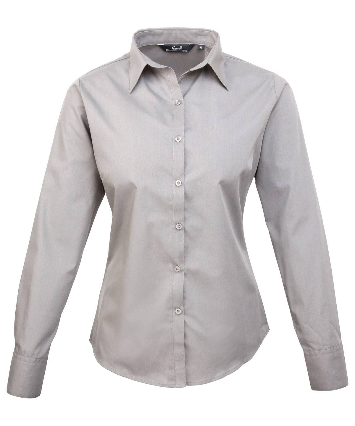 Silver - Women's poplin long sleeve blouse