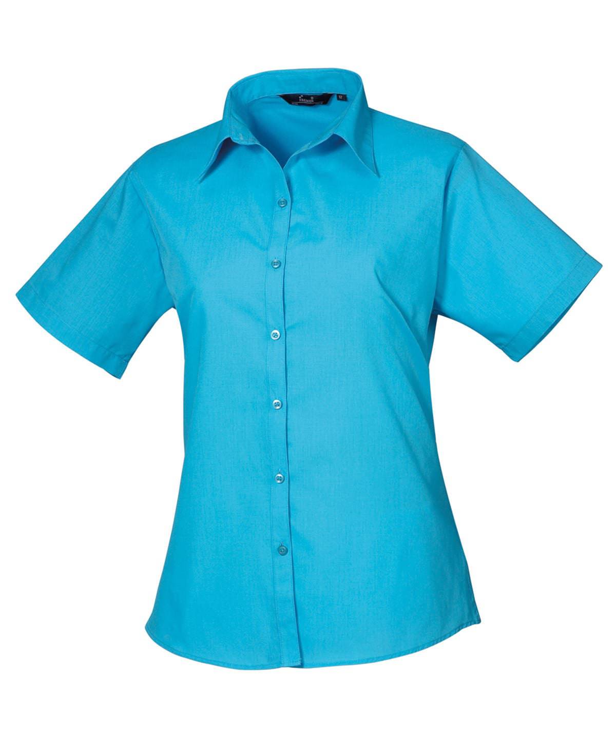 Turquoise* - Women's short sleeve poplin blouse
