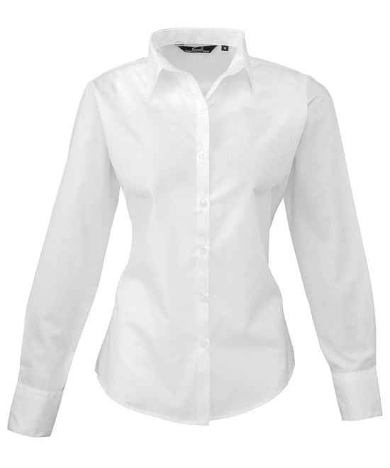 White* - Women's poplin long sleeve blouse