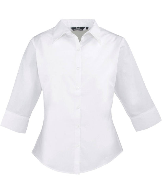 White* - Women's ¾ sleeve poplin blouse