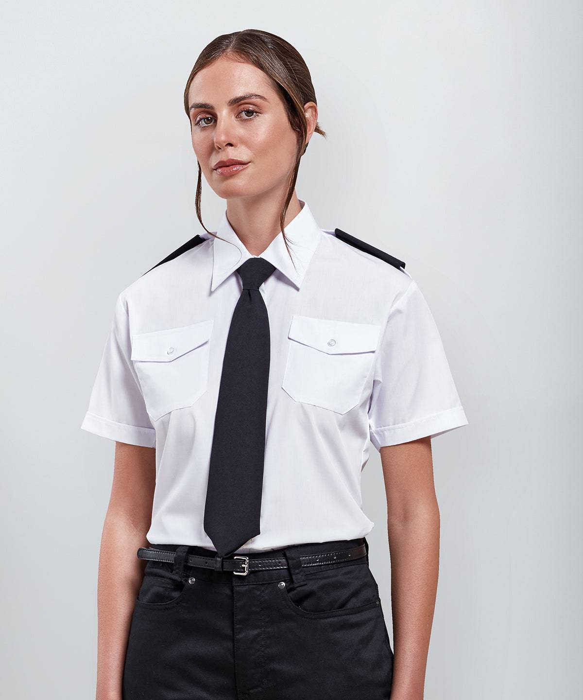 Black - Women's short sleeve pilot blouse