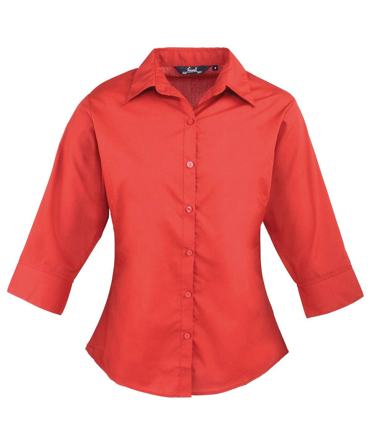 Red - Women's ¾ sleeve poplin blouse