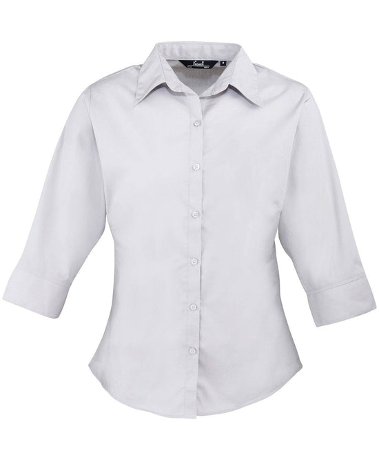 Silver - Women's ¾ sleeve poplin blouse