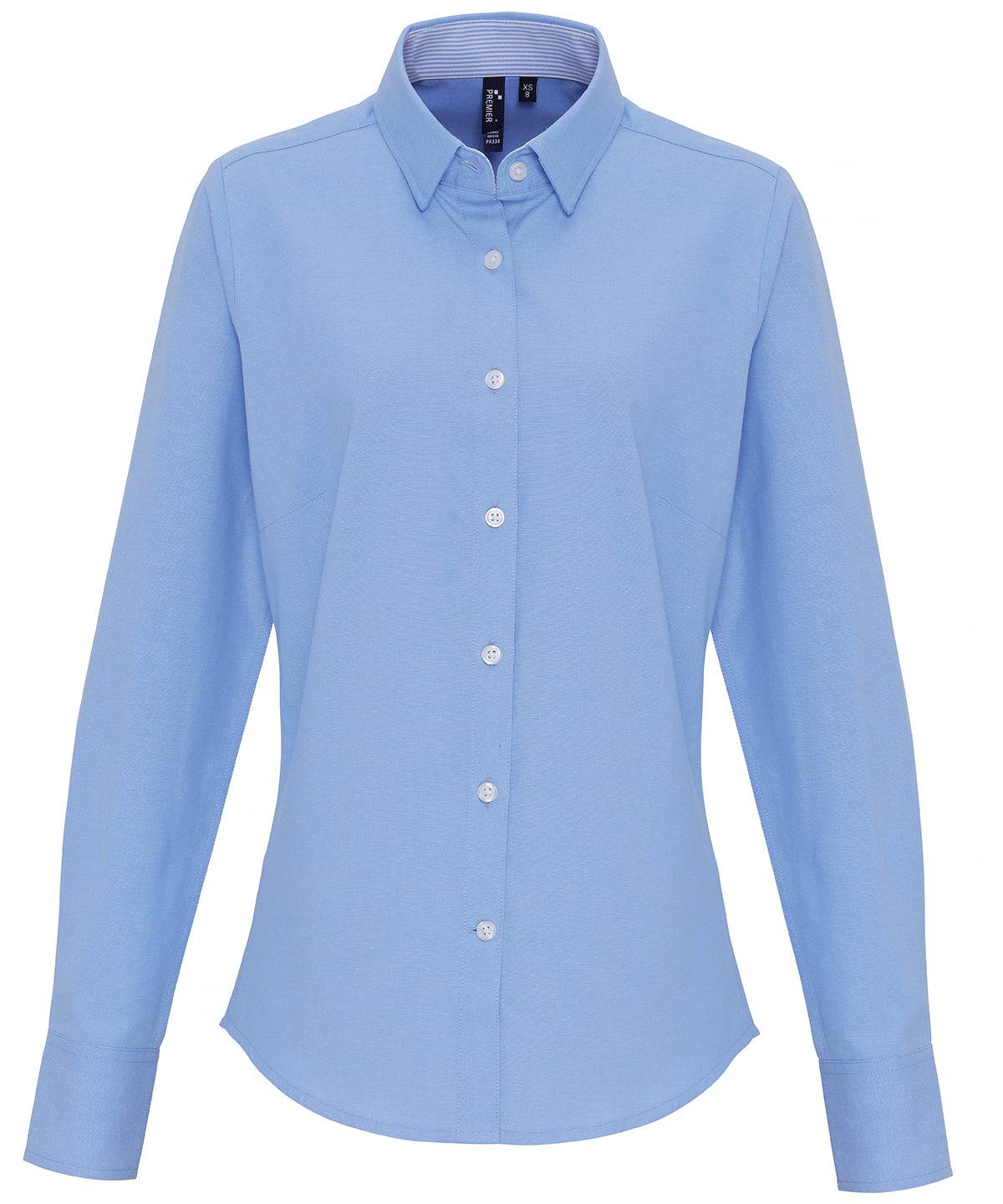 Oxford Blue - Women's cotton-rich Oxford stripes blouse