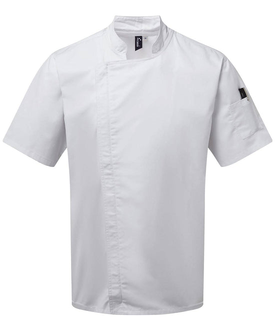 White - Chef's zip-close short sleeve jacket