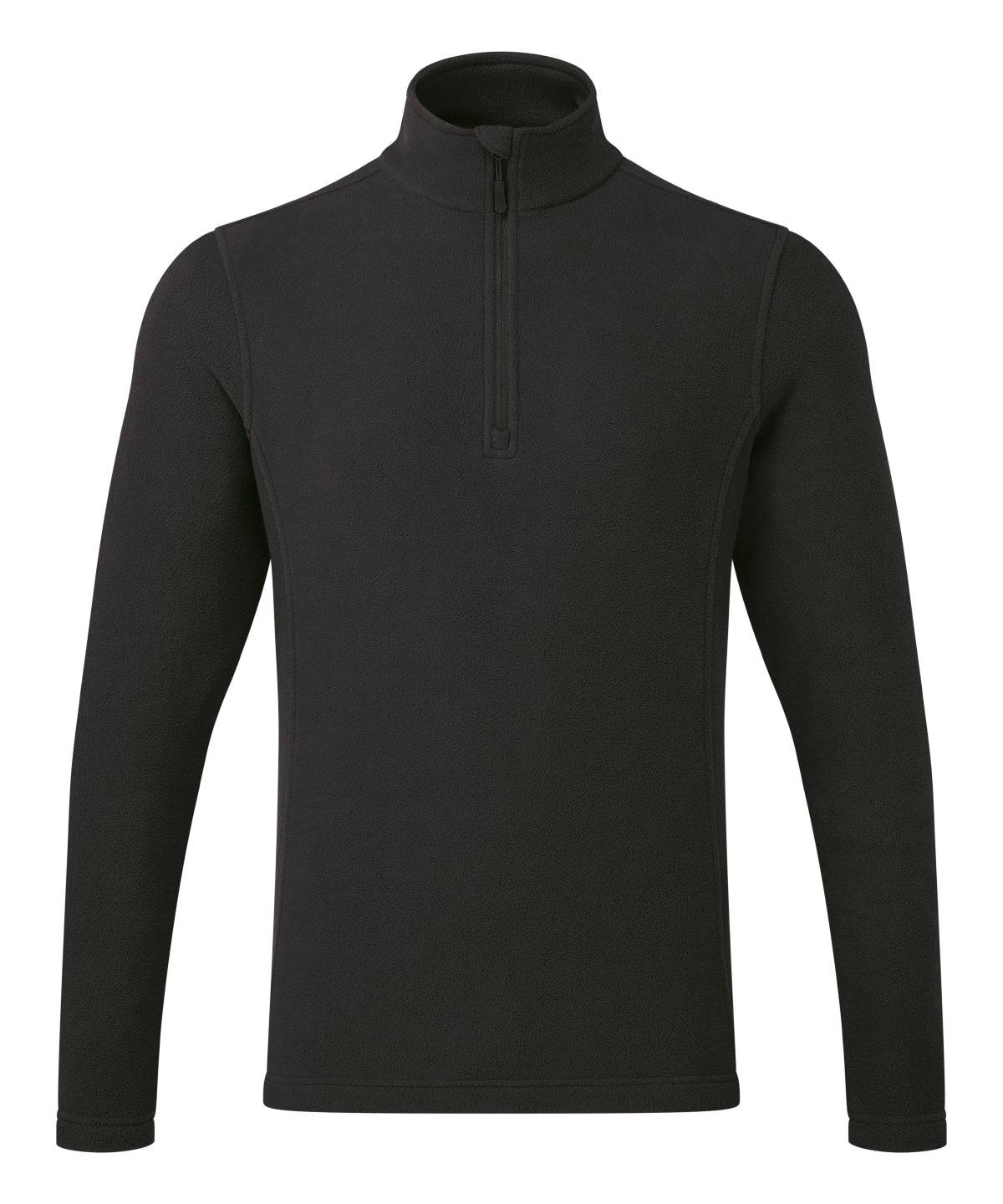 Black - Unisex ‘Recyclight’ 1/4 zip microfleece