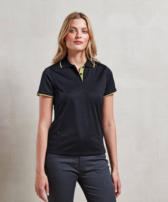 Black/Lime - Women's contrast Coolchecker® polo