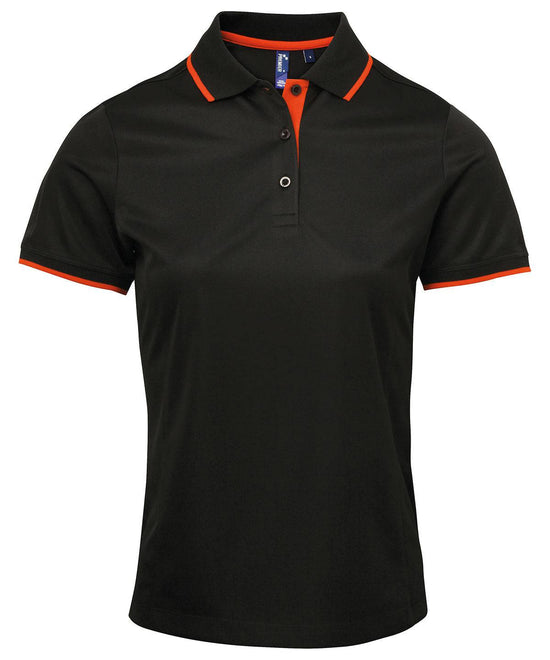 Black/Orange - Women's contrast Coolchecker® polo