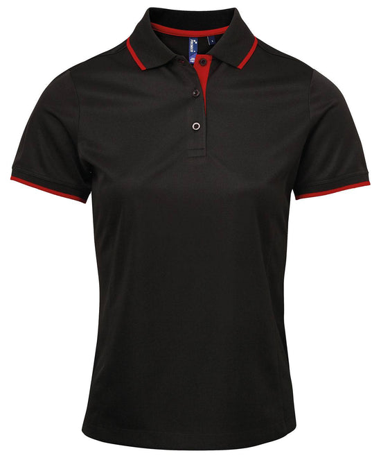 Black/Red - Women's contrast Coolchecker® polo