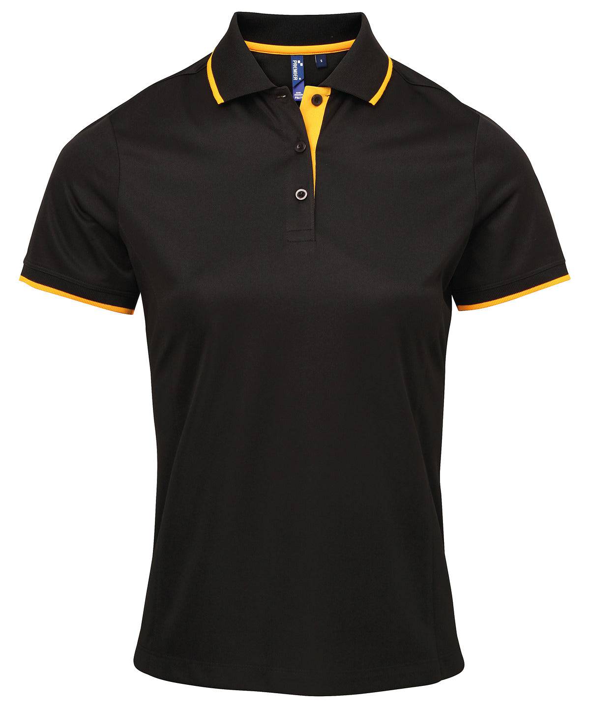 Black/Sunflower - Women's contrast Coolchecker® polo