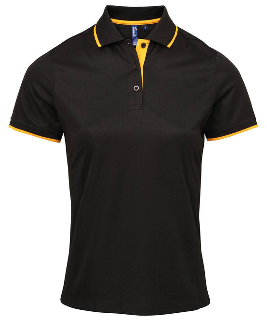 Black/Sunflower - Women's contrast Coolchecker® polo