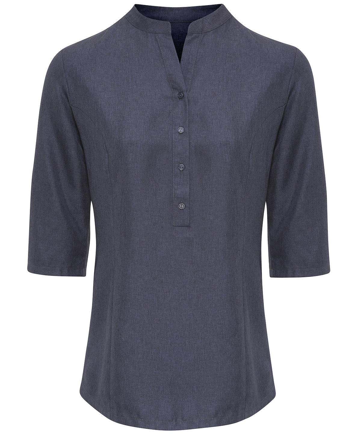 Heather Black - Verbena 'linen look' button-up beauty tunic