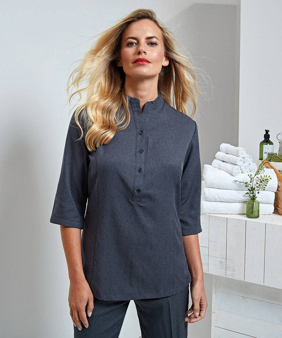 Heather Black - Verbena 'linen look' button-up beauty tunic