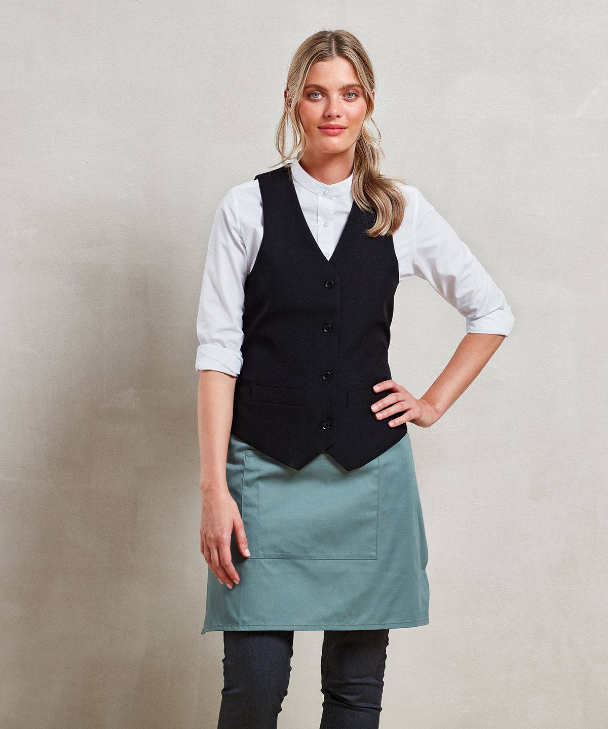 Black - Women's lined polyester waistcoat