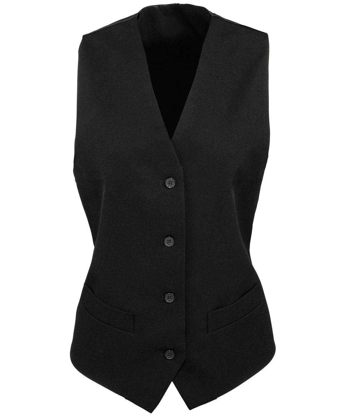 Black - Women's lined polyester waistcoat