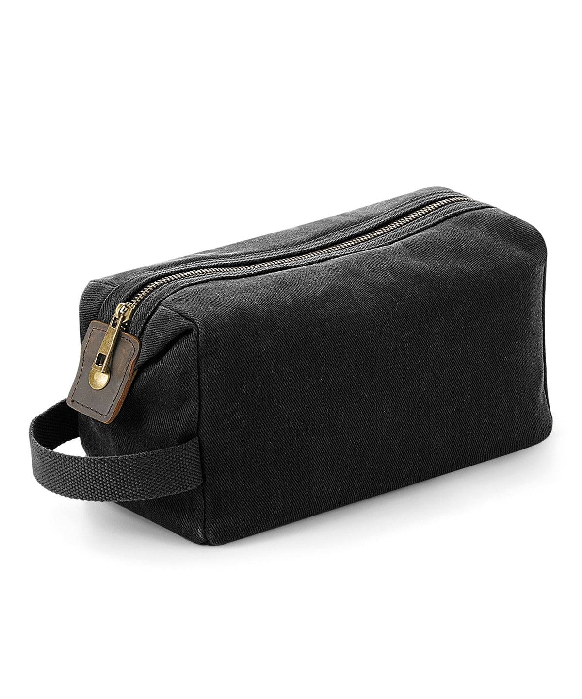 Black - Heritage waxed canvas wash bag - Garment Supplies ¦ Embroidery & Print Services