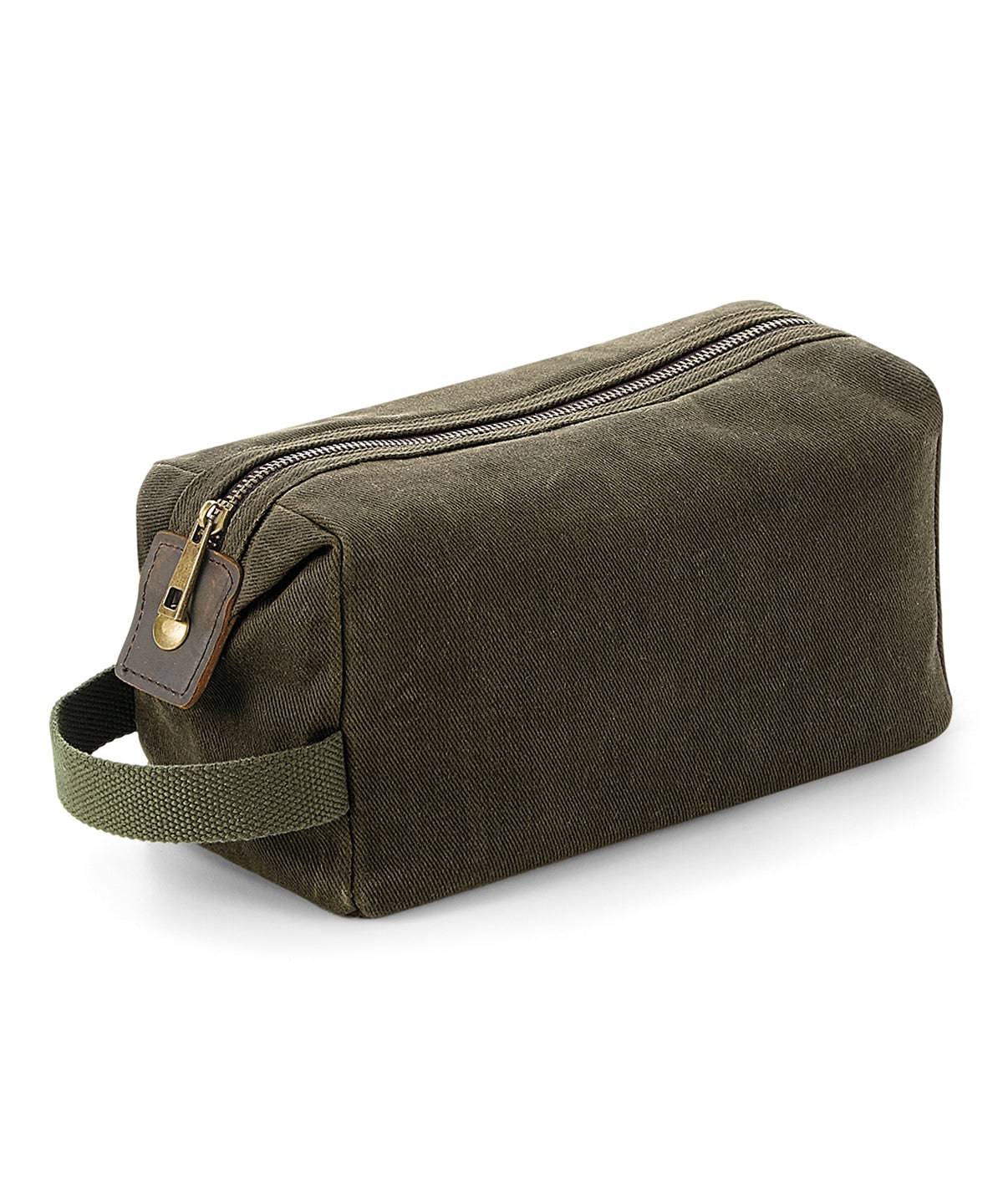 Olive Green - Heritage waxed canvas wash bag - Garment Supplies ¦ Embroidery & Print Services